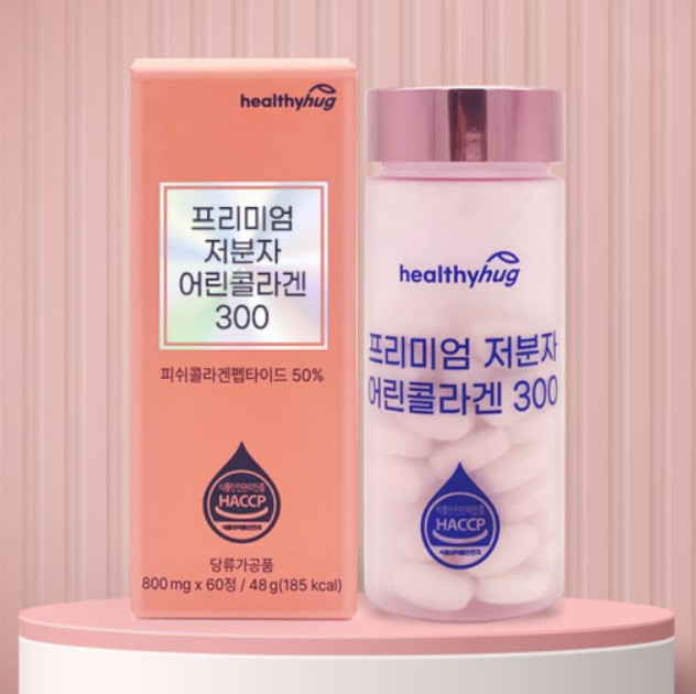 헬씨허그 프리미엄 저분자 어린콜라겐 300 60정 2개월분 / 비오틴 엘라스틴 히알루론산